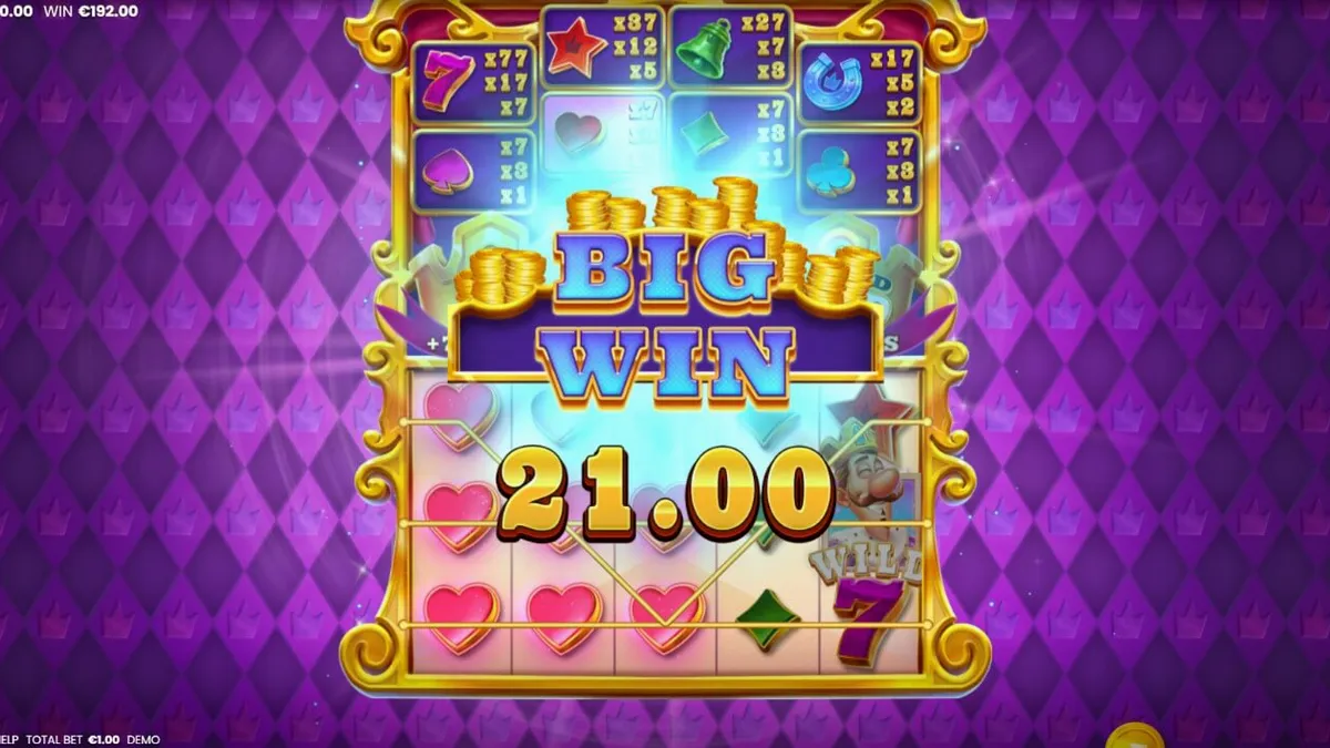 King of 7’s slot machine interface with royal crown theme